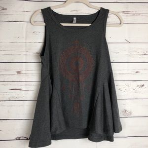 FuGui.Xing Tank Top Ruffle Peplum Swing Embossed